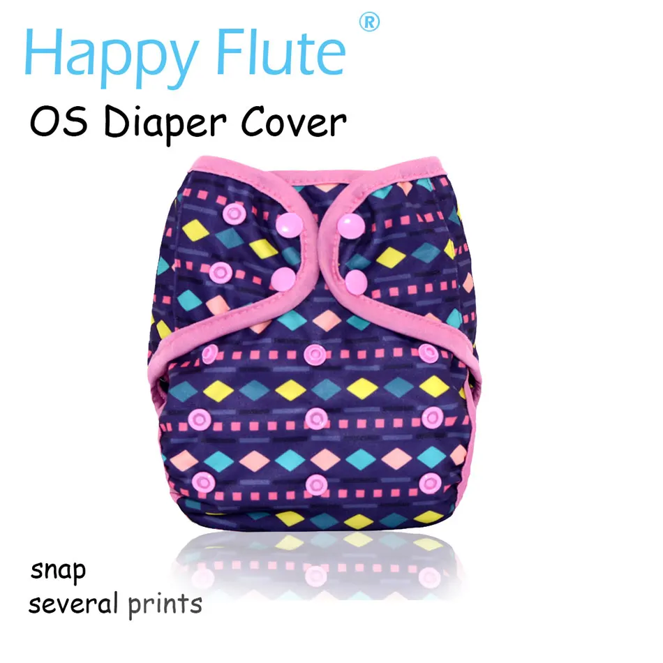 New Prints Happy Flute NEW OS baby cloth diaper cover ,waterproof breathable S M& L adjustable,fit 5-15kg baby
