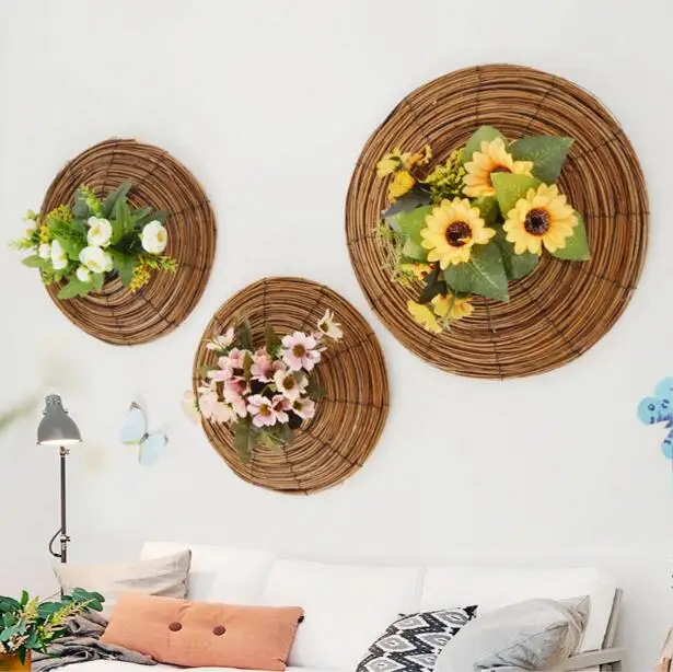Buy 3D Creative Wicker Flowers Wall hanging Artificial