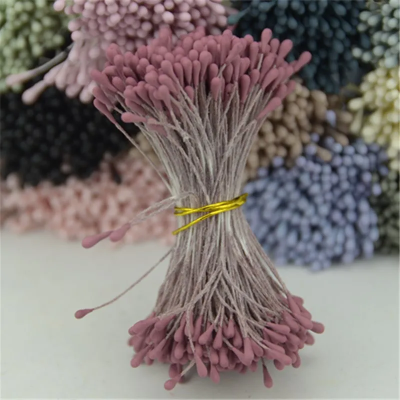 bulk dried flowers 400pcs 1mm Retro Matte Double Heads Mini Flower Stamen Pistil Wedding Decoration DIY Fake Christmas Scrapbooking Gift box craft Artificial & Dried Flowers near me Artificial & Dried Flowers