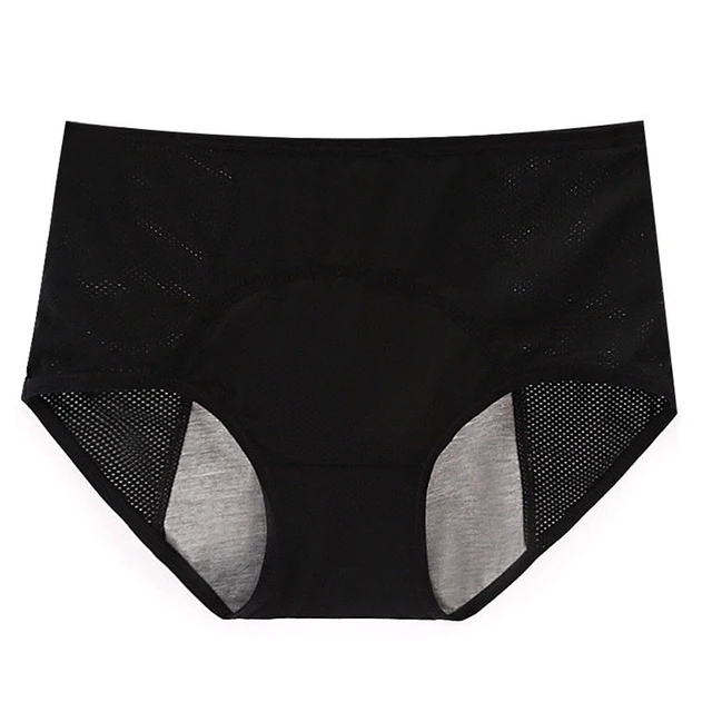 Women Briefs Mesh Holes Breathable Comfortable Leakproof Period Panties High Waist Underwear