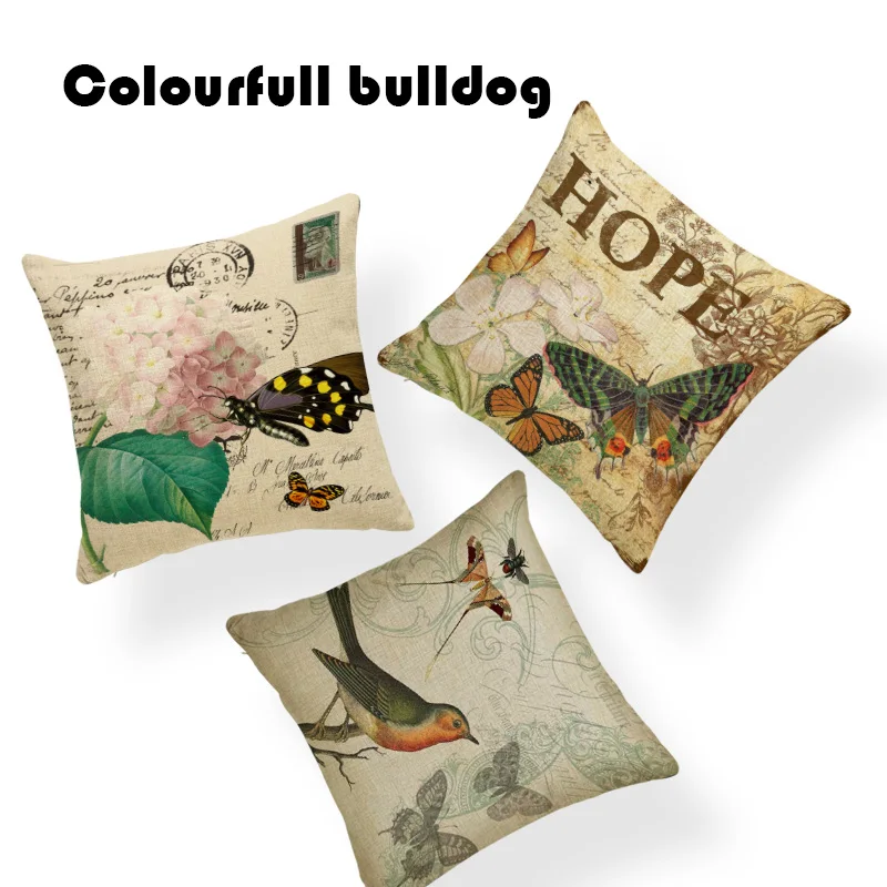 

Handmade Vintage Shabby Chic Butterfly Hope Faith Joy Cushion Cover Pink Roses Pillow Cushion Car Burlap Home Decor Kussenhoes