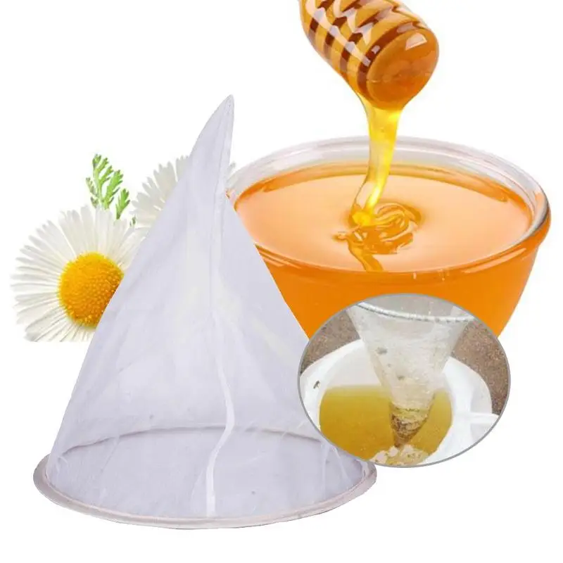 

1PCS Mesh Nylon Cone-shape Honey Strainer Filter Fiber Net Single Layer White Beekeeping Tools Purifier Apiary Equipment