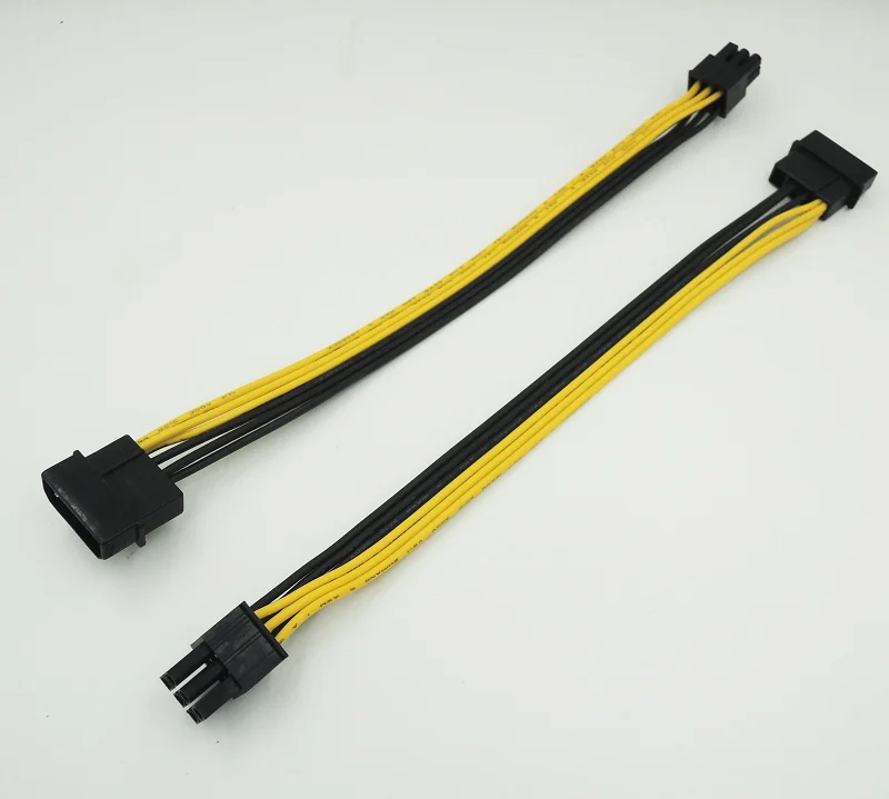 2 шт./лот kEFU 4 Pin Molex IDE to 6 PCI E графическая карта адаптер питания 20 см 18AWG|Компьютерные