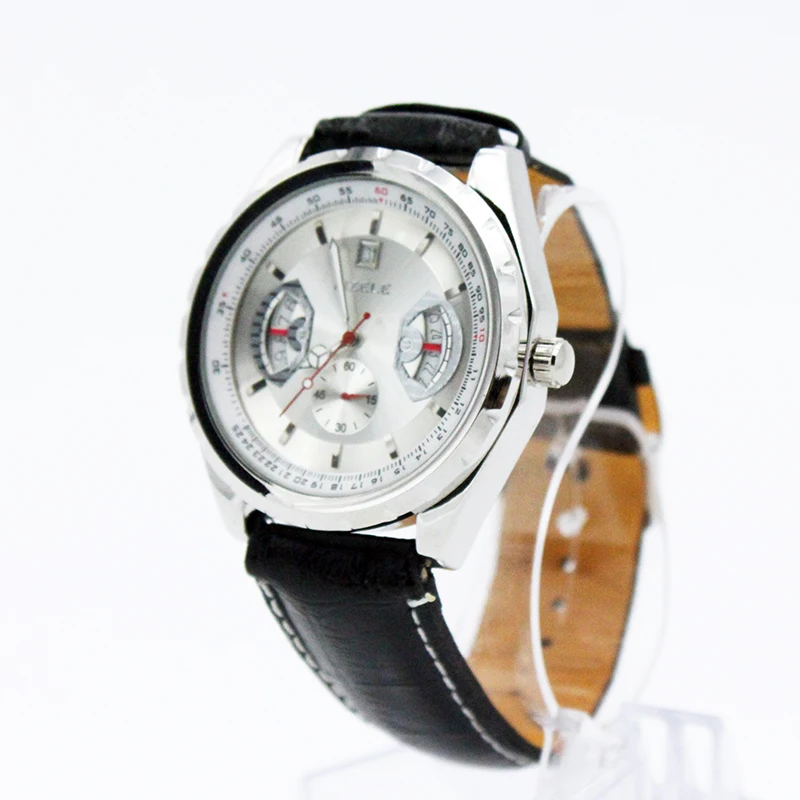 Luxury Brand 2016 Fashion Wristwatch Stainless Steel Clock Male Leather Strap Mechanical Watch Fashion Casual 3M