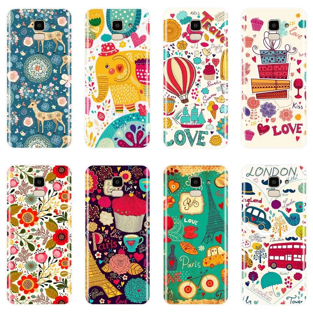 Flower Back Cover For Samsung Galaxy J2 J5 J7 Prime J4 J6 J8 Plus 2018 Phone Case Silicone J3 2015 2016 2017 | Мобильные телефоны и