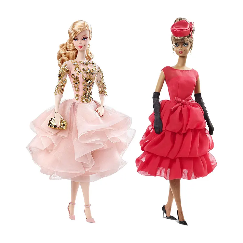 Оригинальная кукла Барби, Золотая этикетка, красное платье, коллекция, игрушки для девочек, Рождественский подарок на день рождения, подлинные игрушки Барби для детей