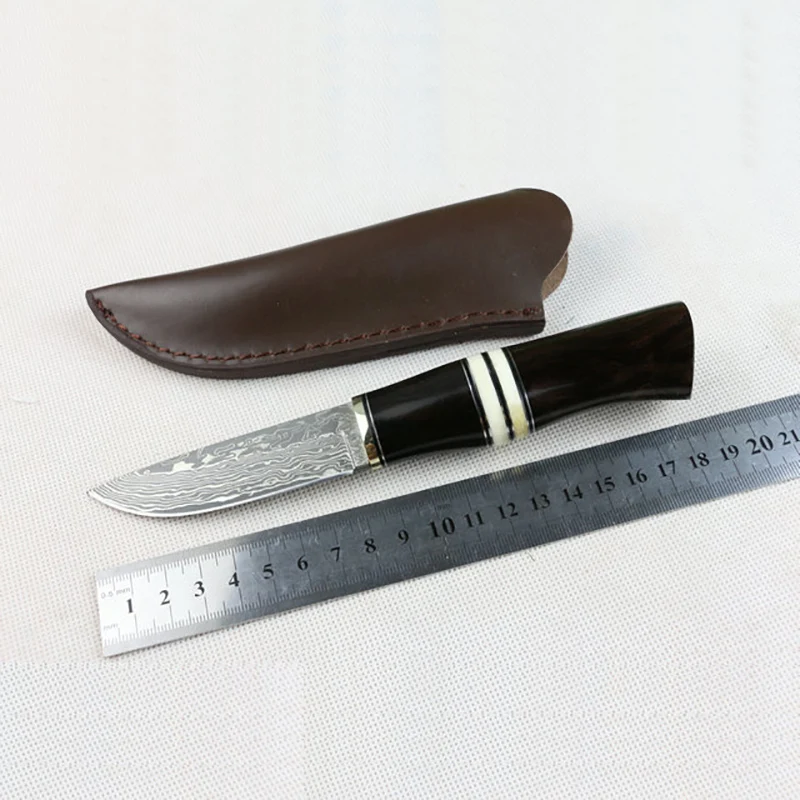 Дешевый Бесплатная доставка ручной кованые дамаск охота Ножи выживания Ножи Фиксированным Лезвием Тактический Ножи черное дерево Hanlde коричневый