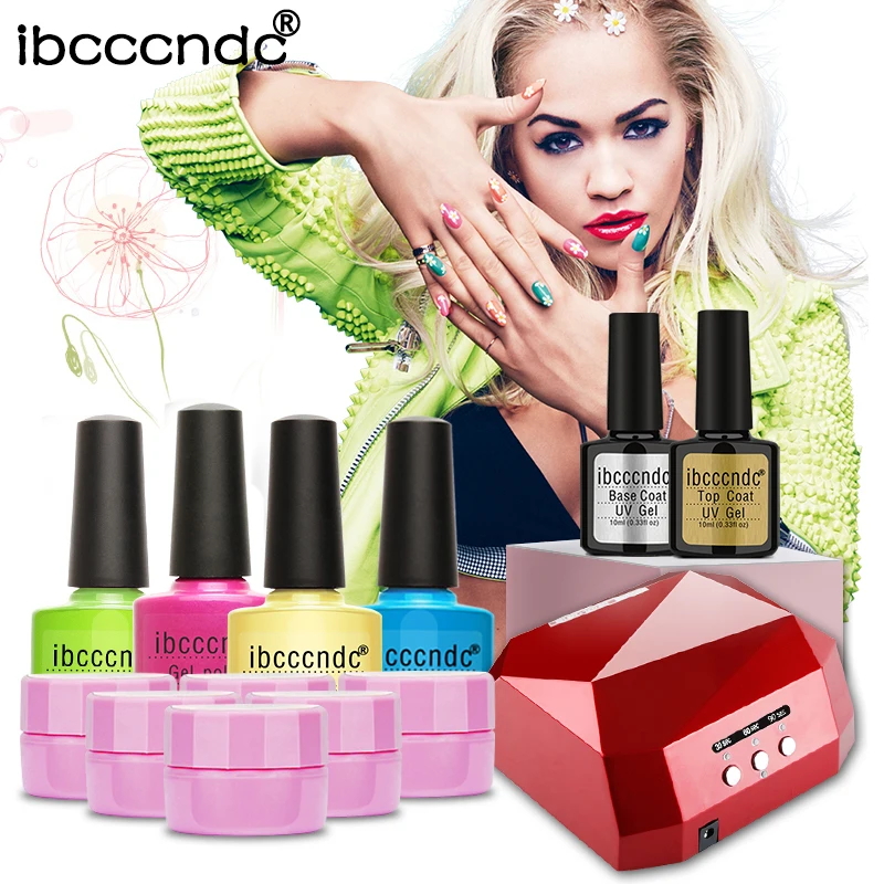 

Nail Art Set 36W LED Lamp 6X5ml Fairy Flower Gel Nail Polish Base Gel Top Coat 4pcs Gel Polish Varnish Shilak Manicure Tools Kit