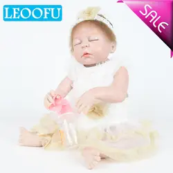 LEOOFU 55 см 22 дюймов мини bebe Кукла реборн игрушки для детей силикона reborn жив Младенцы реалистичные игрушки для детей сна reborn кукла