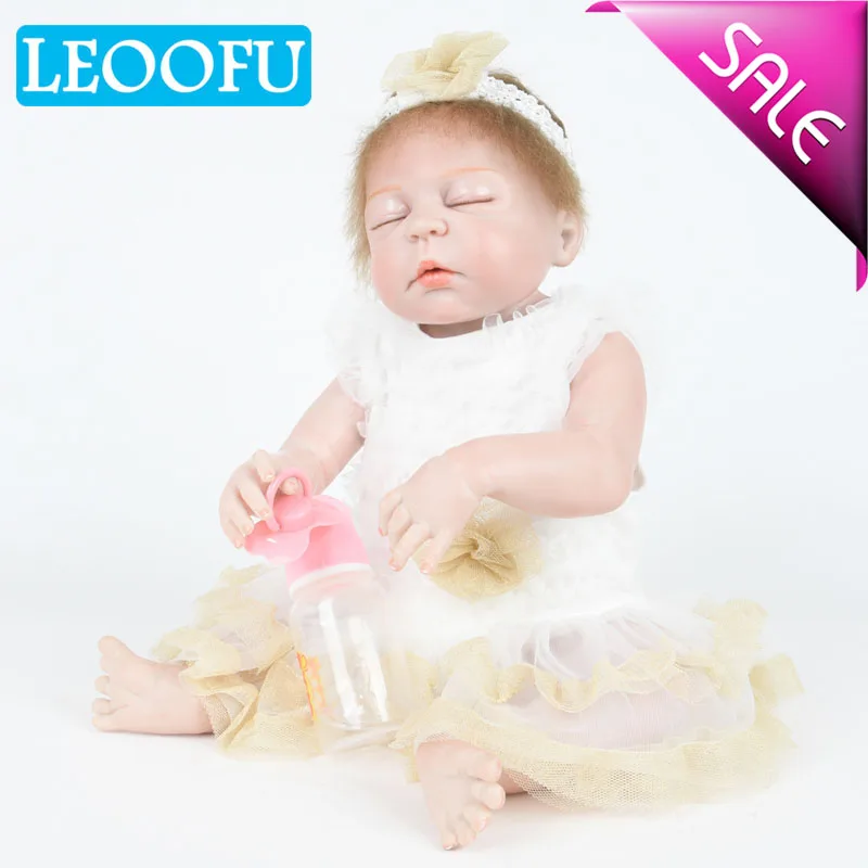 

LEOOFU 55cm 22inch mini bebe reborn doll toys for children silicone reborn alive babies lifelike kids toys sleep reborn doll