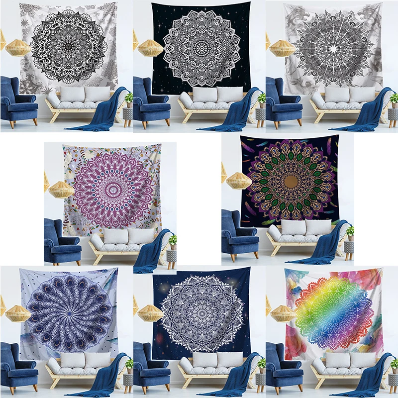 

Hippie Lotus Mandala Tapestry Wall Hanging Psychedelic Macrame Tapestry Mandala Witchcraft Wall Cloth Tapestries Wall Carpet Rug