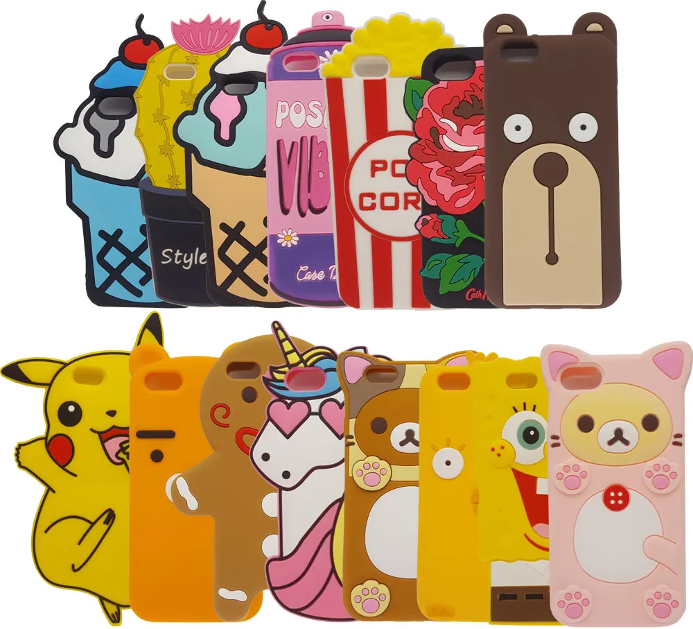 

Soft Silicone Case for iPhone 6 6Plus 6S Plus 4.7/5.5 Ice Cream Popcorn Rubber Back Cover Cute Cartoon Pikachu shell