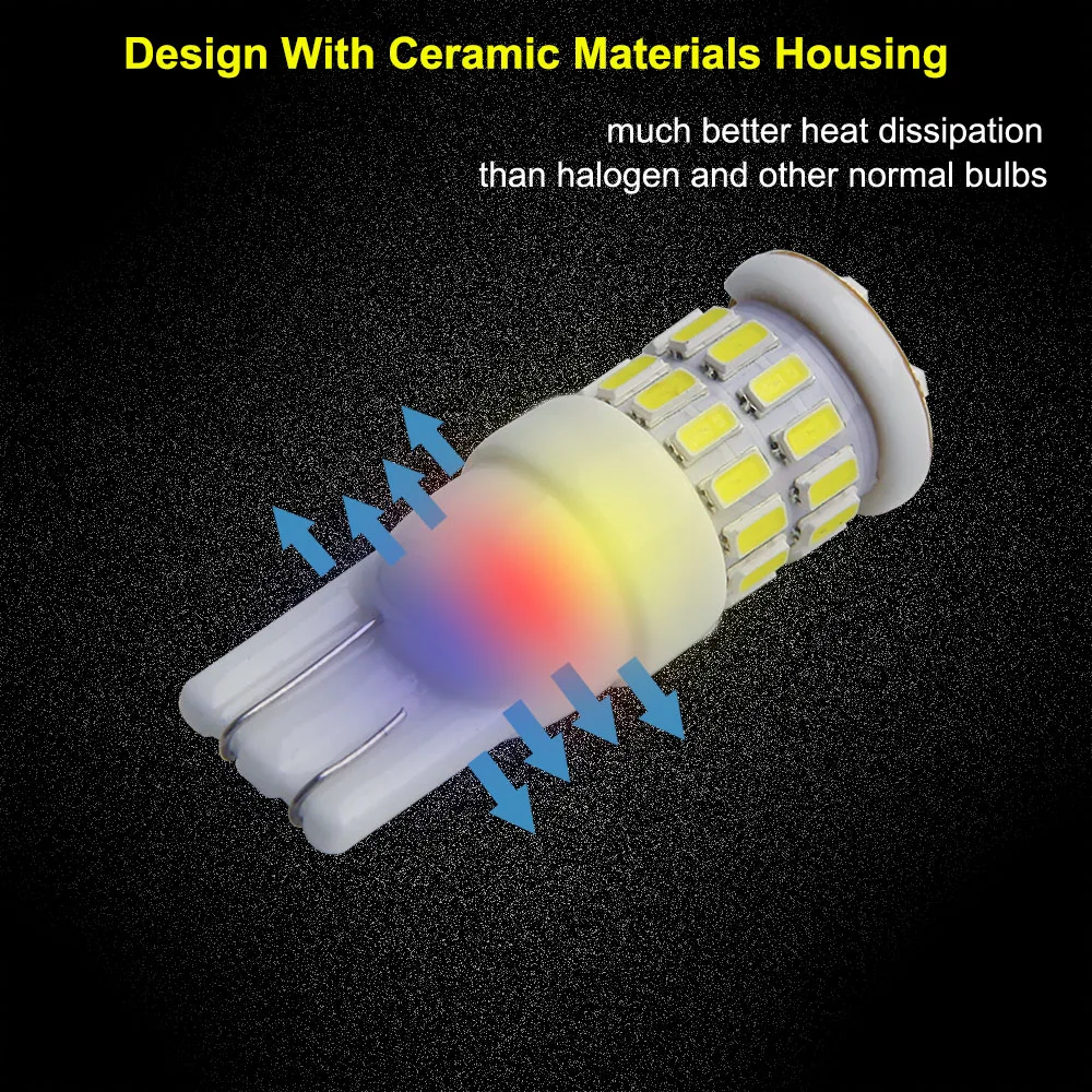 2pcs T10 LED Bulbs W5W 194 168 Super Bright Ceramic Car Interior Lights Dome Reading Side License Plate Light Lamp Auto DC 12V 2pcs T10 LED Bulbs W5W 194 168 Super Bright Ceramic Car Interior Lights Dome Reading Side License Plate Light Lamp Auto DC 12V