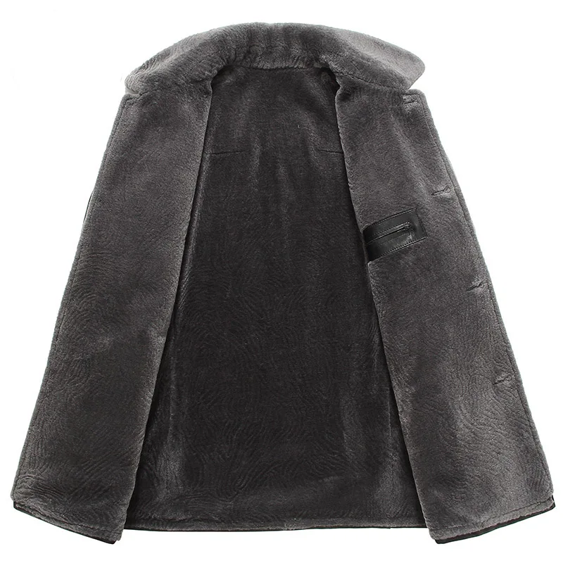  Men's leather Jacket wool interior 2016 New Dusen Klein Genuine sheepskin wool collar Middle long D - 32714678662