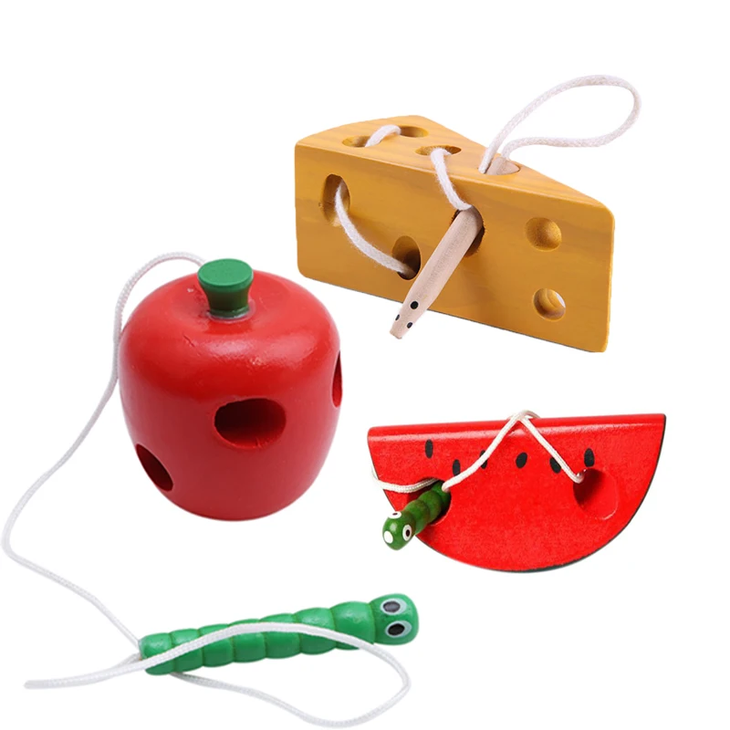 

Montessori toys Wooden Education Baby Kindergarten Mouse Thread Cheese Plaything Early Learning Education Toys Teaching Aids