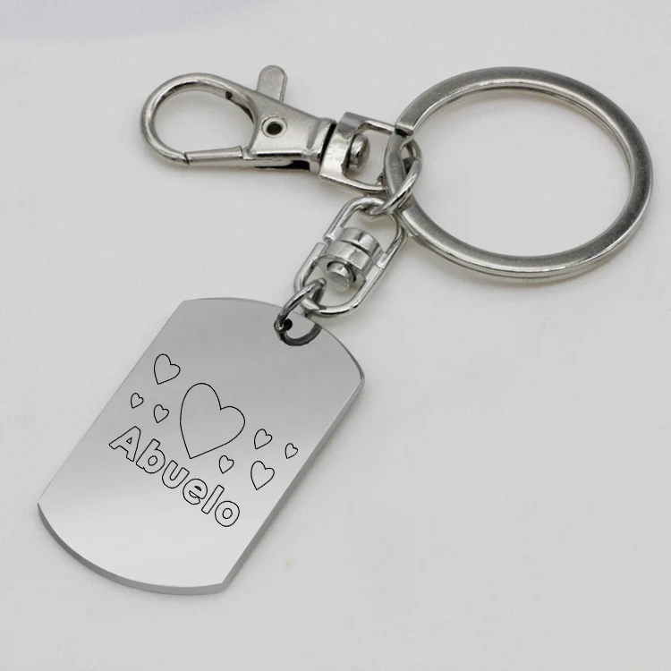 Дедушка брелок из нержавеющей стали тег "TE quiero Abuelo" Llavero брелок ювелирные изделия подарок для Дедушки Прямая YP7168
