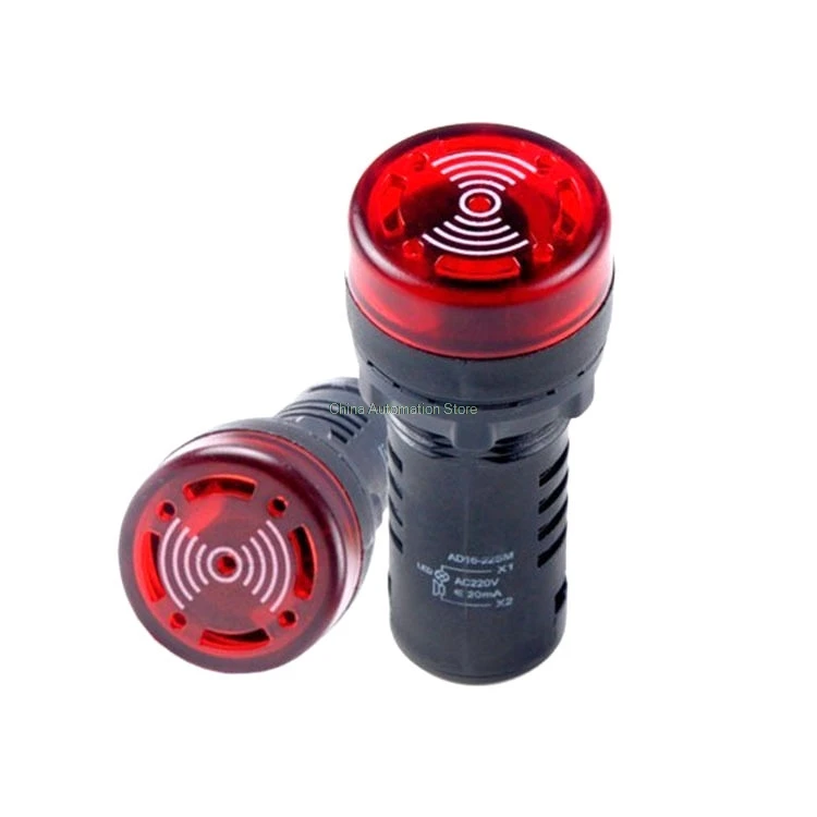 2PCS 22mm Red Flash Buzzer Beep Indicator AD16 22SM LED Indicator Light