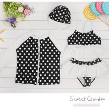 Детский купальник для девочек, bebek купальный костюм-бикини 4 шт./компл. купальник-бикини для девочек, одежда для малышей Одежда для купания для девочек, Модный Купальник с крышкой