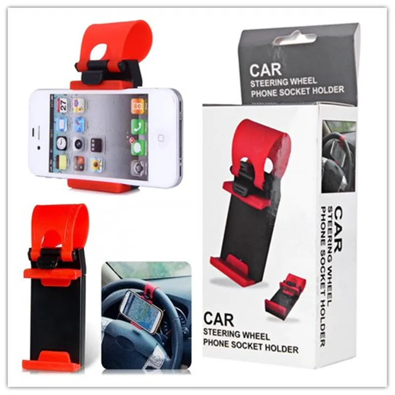 Car Phone Holders Steering Wheel Fitted Phone Socket Holder for Vehicle Universal Mount Stands for iPhone Samsung Smartphones