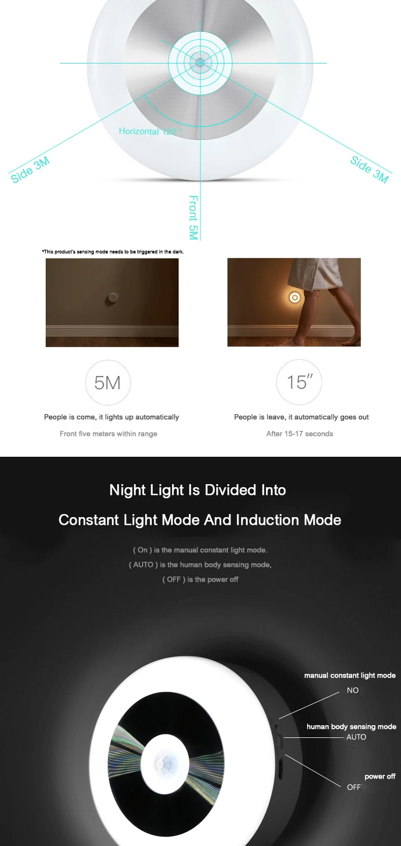  Woodpow LED PIR Body Motion Sensor Night Light AA Rechargeable Induction Lamp Infrared Sensing For Closet Wall Cabinet Corridor (5)