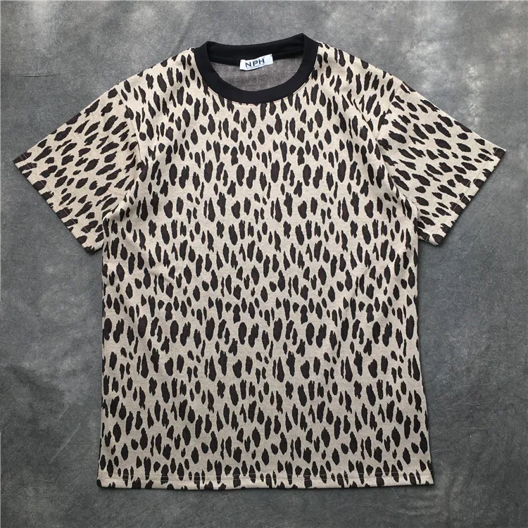 Новый Новинка 2019 Для мужчин Leopard джентльмен футболки футболка хип-хоп скейтборд, уличная мода хлопковая Футболка kenye S-XXL # K46