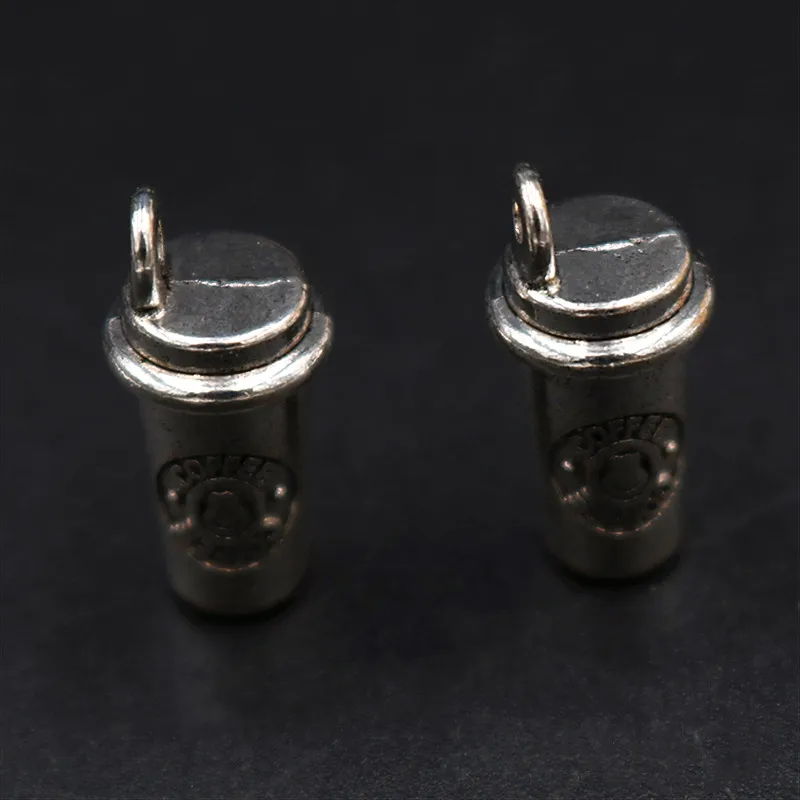 

6pcs 3D Antique Silver Color Fashion Coffee Cup Charm Bracelet Necklace DIY Metal Jewelry Alloy Pendant 21*10mm A1893