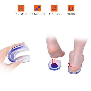 

Silicone Gel Insoles Heel Height Increase Orthotic Arch Support Foot Pads Relieve Pain Support Foot Care Inserts Tools