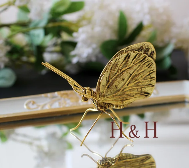 Индийские Золотые Бабочки, медные украшения ручной работы, винтажная модель, украшение для комнаты, креативное украшение для дома