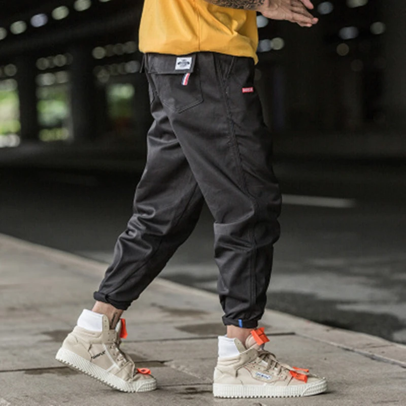 2019 Summer new wild nine pants overalls joggers men's sweatpants casual solid color loose hip hop streetwear S-2XL