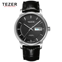 Модные Мужские Часы Люксовый Бренд TEZER Высокого Качества Кожа Бизнес Кварцевые Часы Мужчины Водонепроницаемый Наручные Часы Relogios Masculino