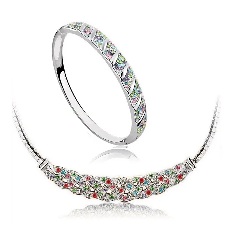 Bridal and Crystal Jewelry Sets austrian crystal 24k gold-color Snake chain for brides