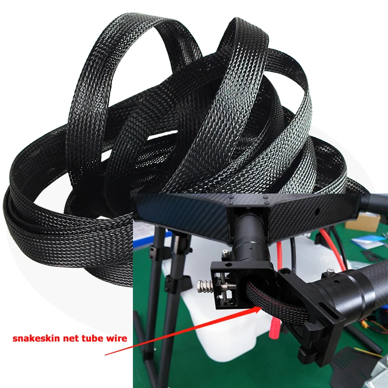 Agriculture drone 8mm /10mm/12mm telescopic braided hose PET snakeskin net tube wire protection wire black 10 meters Agriculture drone 8mm /10mm/12mm telescopic braided hose PET snakeskin net tube wire protection wire black 10 meters