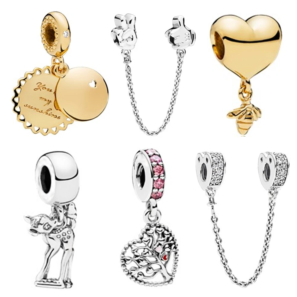 

New Elk Bee Mickey Minnie Camera DIY Bead Fit Original Pandora Charms Silver Bracelet Trinket Jewelry For Women Gifts