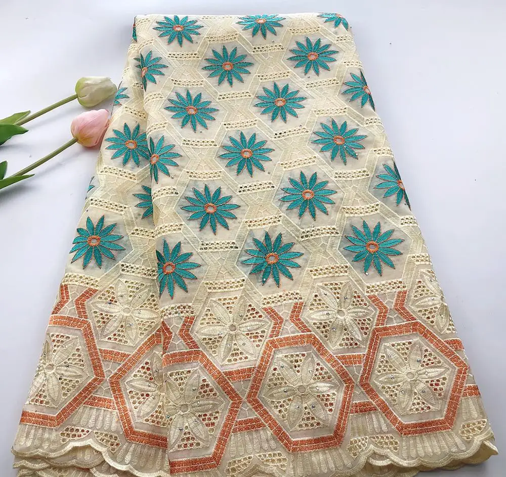 

High Quality Swiss Voile Laces Switzerland Cotton African Dry Cotton Lace Fabric Hollow Out Nigerian Voile Lace 5Yards