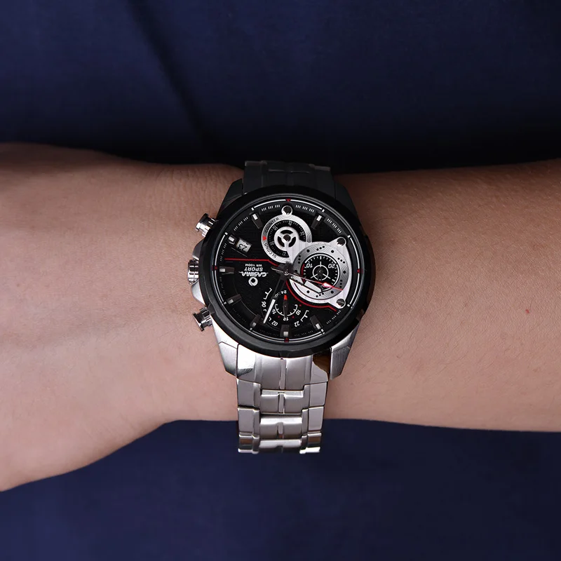 Marca de Luxo Reloj Hombre Calor Casima Relógios Masculinos Esporte Militar Banda Aço Inoxidável Relógio Quartzo Masculino Montre Homme