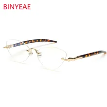 Очки без оправы ретро в форме кошачьих глаз очки Модные прозрачные линзы маленькие оправы для очков для женщин перламутровые очки без оправы леопардовые ножки