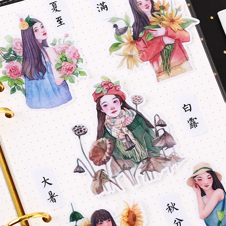 

24pcs cute self-made fresh 24 girls sitckers for phone car Label Decorative Stationery Scrapbooking DIY Diary Album toy Sticker