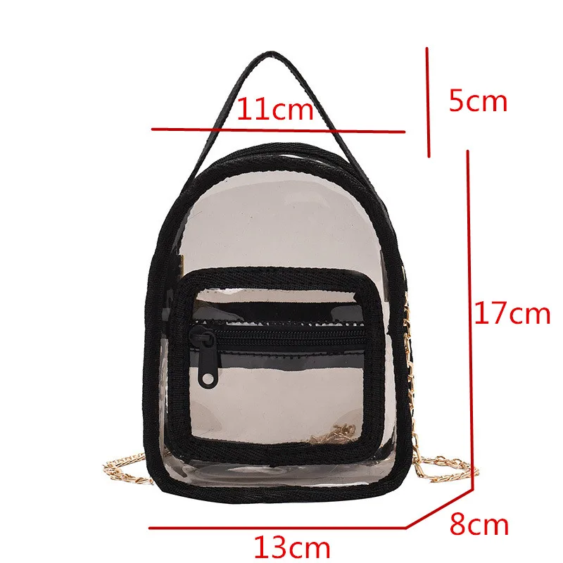 Женская прозрачная сумка через плечо с цепочками из искусственной кожи, прозрачная сумка для отдыха, модная сумка через плечо, сумка-мессенджер с заклепками - Цвет: 1026 Black
