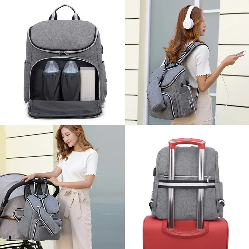 

Large Capacity Mummy Bag Baby Diaper Backpack Bottle Package with USB Outdoor Stroller Storage Backpack Maternity Nursing Bag