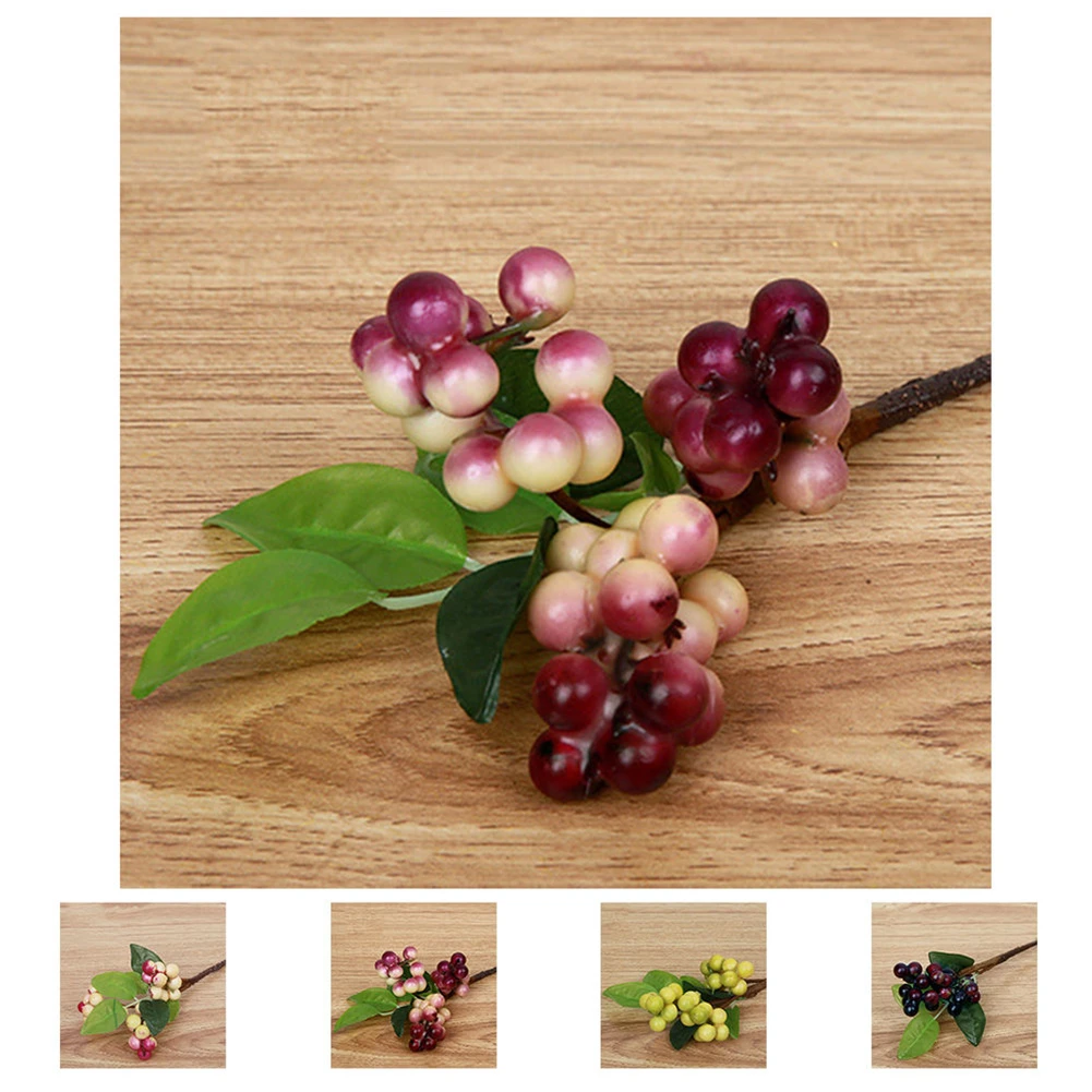 1 Bouquet Artificial Fake Plant Berry Leaf Christmas Home Wedding Party Decor