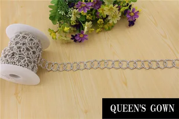 

Fashion Rhinestone Circle motif chain metal chain trim rhinestone chain trims silver chain Wedding dresses Garment accessories