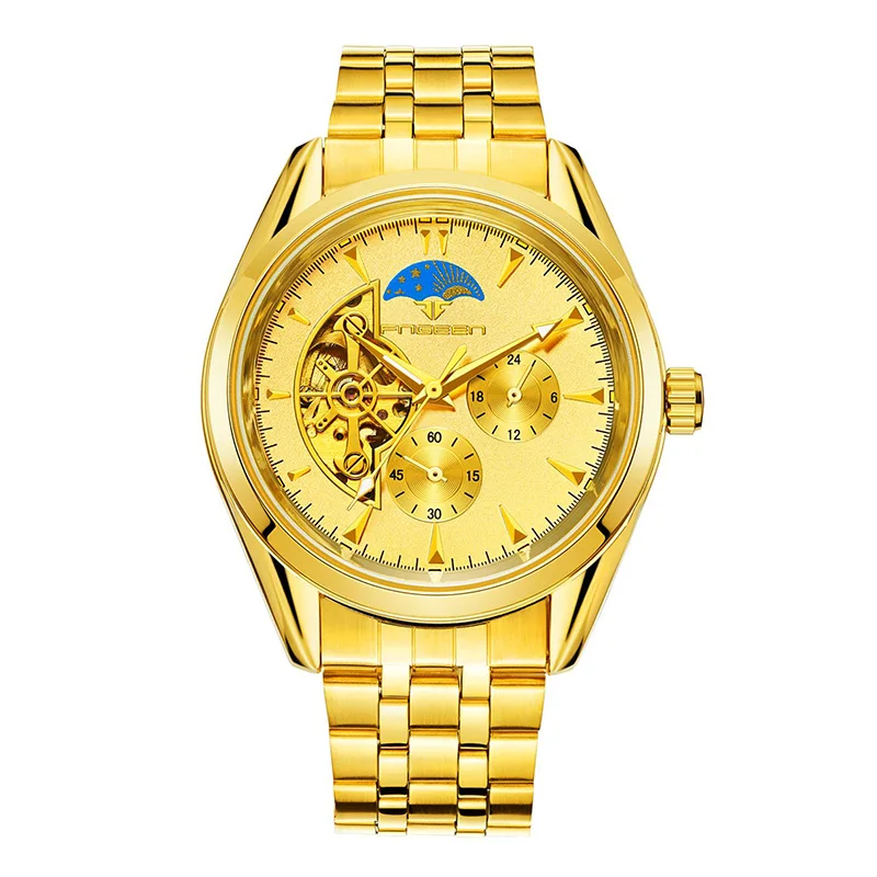 

Men Gold Transparent Skeleton Dial Mens Watches Top Brand Luxury Automatic Mechanical Watch Men Luminous Clock Relogio Relojes
