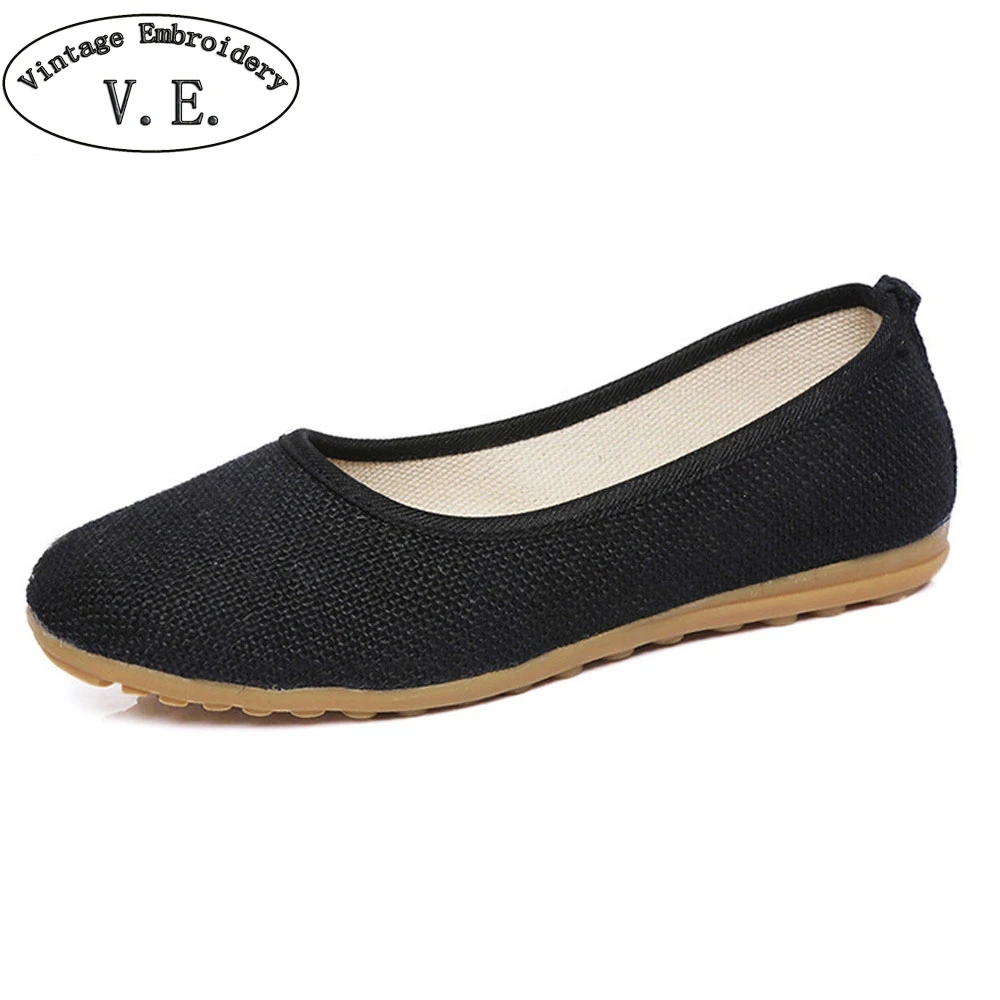 

Women Flats Shoes Simple Solid Color Slip On Cotton Fabric Linen Soft Ballerina Dance Flat Sapato Feminino Casual Shoes