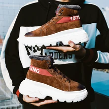 Times/Новинка; модные мужские зимние ботинки в римском стиле; теплые ботинки; плюшевые ботильоны; зимняя рабочая обувь; повседневные мужские зимние ботинки