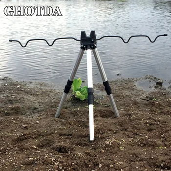 

GHOTDA Aluminum Alloy Telescopic Fishing Rod Tripod Stand Holder Fishing Pole