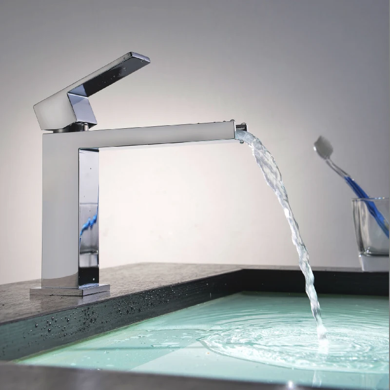 Новый роскошный эксклюзивный Дизайн уникальный Форма квадратные металлические Однорычажный Водопад кран Туалет стирка Вельс Ванная
