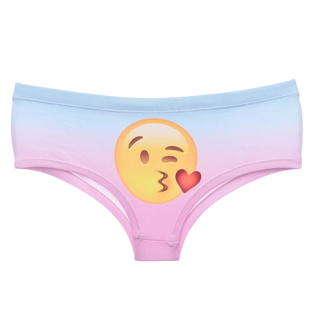 sexy panties 3D Print emoji kiss blue ombre women underwear briefs culotte femme lingerie thong