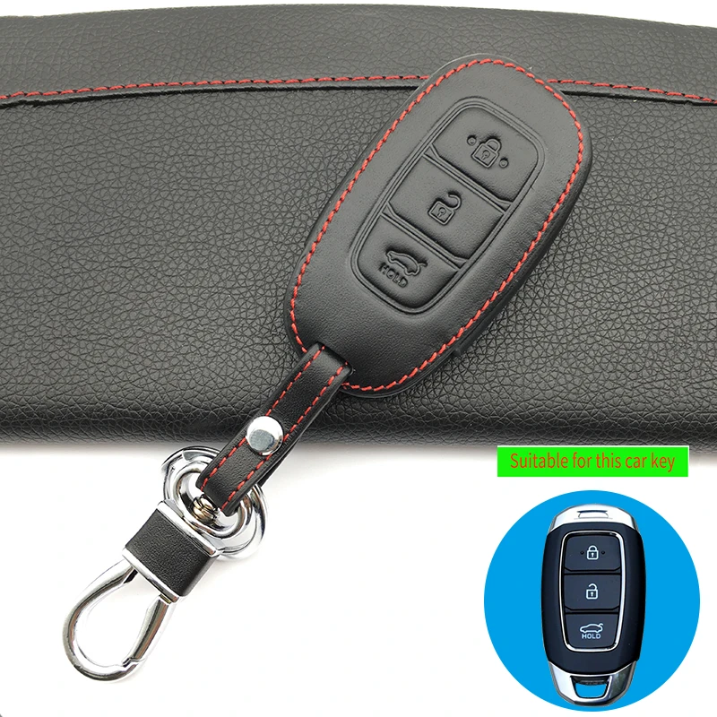 

3 buttons leather car remote key case car-covers For Hyundai Key cases Car wallet Smart remote control car keys accessories