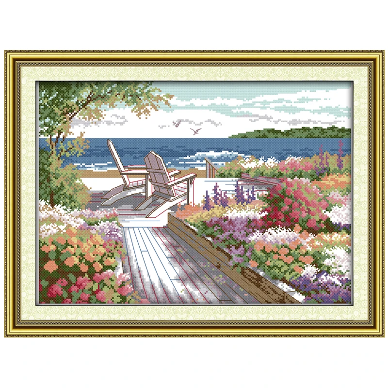 

Seaside Landscapes Patterns Counted Cross Stitch 11CT 14CT Cross Stitch Set Wholesale Cross-stitch Kits Embroidery Needlework