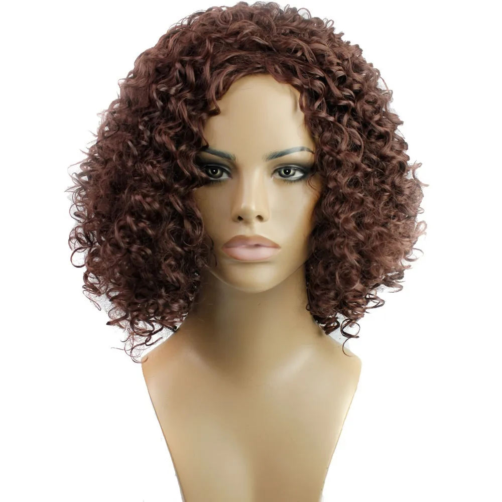 2015 women synthetic hair none lace wigs natural wigs Noodles curly